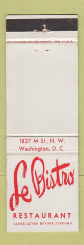 Matchbook Cover - Le Bistro Restaurant Washington DC