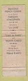 Matchbook Cover - Le Bistro Restaurant Washington DC
