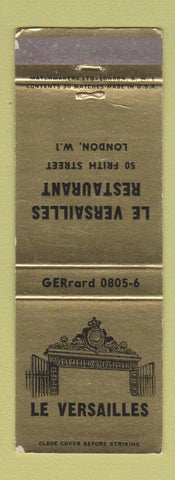 Matchbook Cover - Le Versailles Restaurant London UK England WEAR