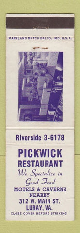 Matchbook Cover - Pickwick Restaurant Luray VA