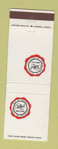 Matchbook Cover - Wilburt Burial Vaults Forest PARk IL