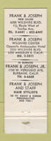 Matchbook Cover - Frank Joseph Hair Salon Los Angeles CA Burbank WEAR