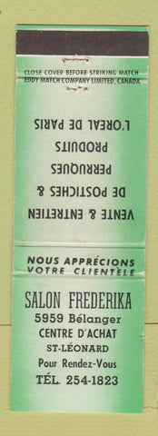Matchbook Cover - Salon Frederika ST Leonard QC hair WEAR