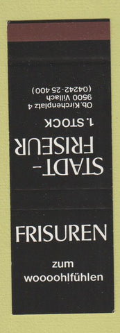 Matchbook Cover - Frisuren Stadt Zum Woooohlfuhlen Villach Austria SAMPLE