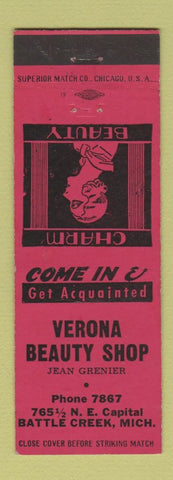Matchbook Cover - Verona Beauty Shop Battle Creek MI salon WEAR