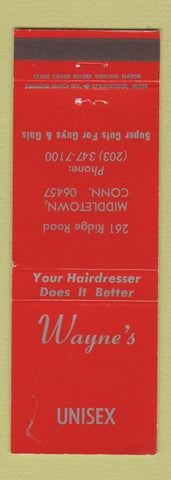 Matchbook Cover - Wayne's Hair Salon Middletown CT