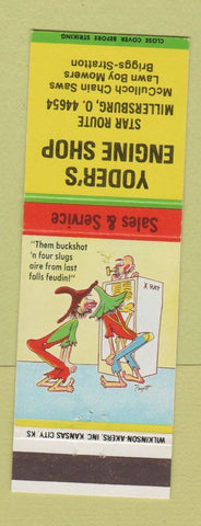 Matchbook Cover Yoder's Lawn Boy Mowers Briggs Stratton Millersburg OH hillbilly