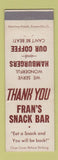 Matchbook Cover - Fran's Snack Bar Brookhaven LI NY