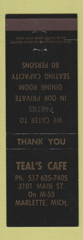 Matchbook Cover - Teal's Cafe Marlette MI