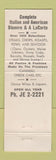 Matchbook Cover - Picciolo Restaurant Italian Miami Beach FL