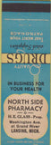 Matchbook Cover - North Side Pharmacy Lansing MI