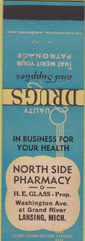 Matchbook Cover - North Side Pharmacy Lansing MI