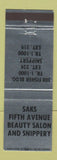 Matchbook Cover - Saks Fifth Avenue Beauty Salon Snippery Detroit? MI