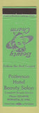 Matchbook Cover - Patterson Hotel Beauty Salon Bismarck ND