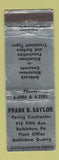 Matchbook Cover - Frank Saylor Paving Contractor Bethlehem PA WORN