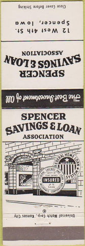 Matchbook Cover - Spencer Savings  and  Loan Spencer IA