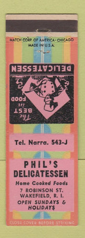 Matchbook Cover - Phil's Delicatessen Deli Wakefield RI