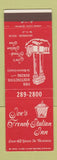 Matchbook Cover - Joe's French Italian Inn Monroe MI