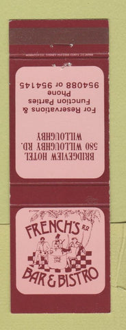 Matchbook Cover - French's Bar Bistro Bridgeview Hotel Willoughby Australia