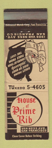 Matchbook Cover - House of Prime Rib Restaurant San Frnacisco CA WEAR