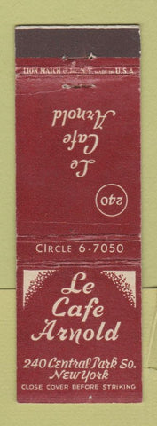 Matchbook Cover - Le Cafe Arnold New York City