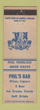 Matchbook Cover - Phil's Bar Phil Froelich Meire Grove