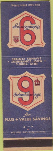 Matchbook Cover - The 9th Federal Savings New York City NY