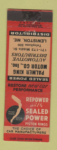 Matchbook Cover - Sealed Power Piston Rings Palmer King Motors Lewiston ME WEAR