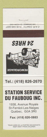 Matchbook Cover - Station Service Du Faubourg St Ferreol Les Neiges QC