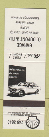Matchbook Cover - Garage O Dupont & Fils Stanbridge Station QC