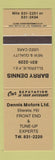 Matchbook Cover - Dennis Motors Ellerslie PEI Auto Repair