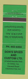 Matchbook Cover - Don's Speed and Custom Fredericton NB