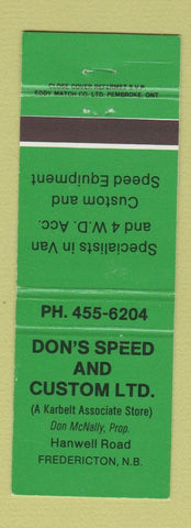 Matchbook Cover - Don's Speed and Custom Fredericton NB