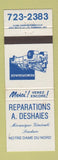 Matchbook Cover - Reparations A Deshaies Notre Dame du Nord QC auto repair