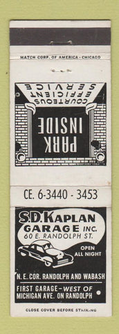 Matchbook Cover - SD Kaplan Garage Chicago IL