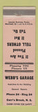 Matchbook Cover - Webb's Garage Carr's Brook NS auto repair