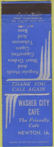 Matchbook Cover - Washer City Cafe Newton IA