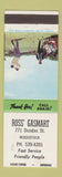 Matchbook Cover - Ross' Gasmart oil gas Woodstock ON