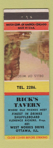 Matchbook Cover - Rick's Tavern Ottawa IL