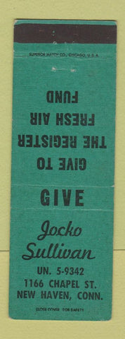 Matchbook Cover - John Sullivan New Haven CT Fresh Air Fund