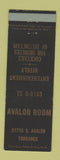 Matchbook Cover - Avalon Room Torrance CA