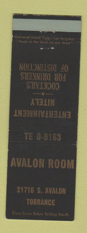 Matchbook Cover - Avalon Room Torrance CA
