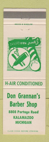 Matchbook Cover - Don Grannan's Barber Shop Kalamazoo MI