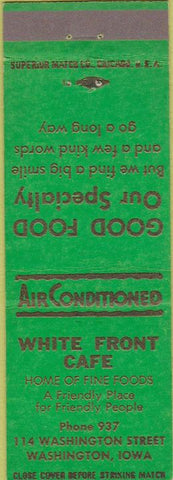 Matchbook Cover - White Front Cafe Washington IA