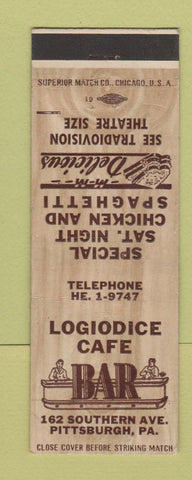 Matchbook Cover - Logiodice Cafe Pittsburgh PA