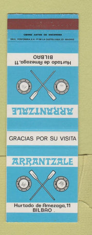 Matchbook Cover - Arrantzale Restaurant Bilbao Spain SAMPLE