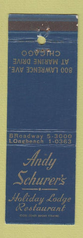 Matchbook Cover - Andy Schurer's Holiday Lodge Restaurant Chicago IL