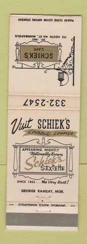 Matchbook Cover - Schiek's Cafe Minneapolis MN