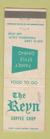 Matchbook Cover - The Reyn Coffee Shop Pasadena CA