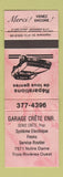 Matchbook Cover - Garage Crete Trois Rivieres QC auto repair WEAR
